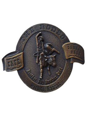 Rodeo Club Belt Buckle Wichita Kansas Dance Hall Cafe Bull Rider Riding Vintage